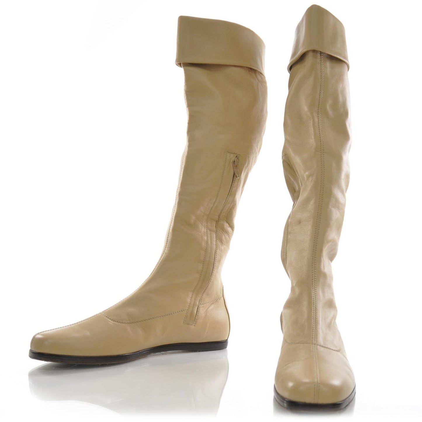 Leather Tall Flat Boots 40