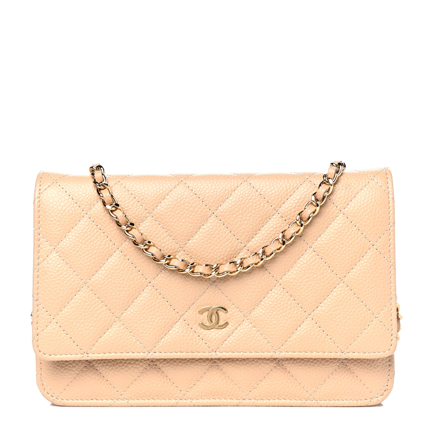 Chanel Caviar Quilted Wallet On Chain WOC Beige 1 of 14