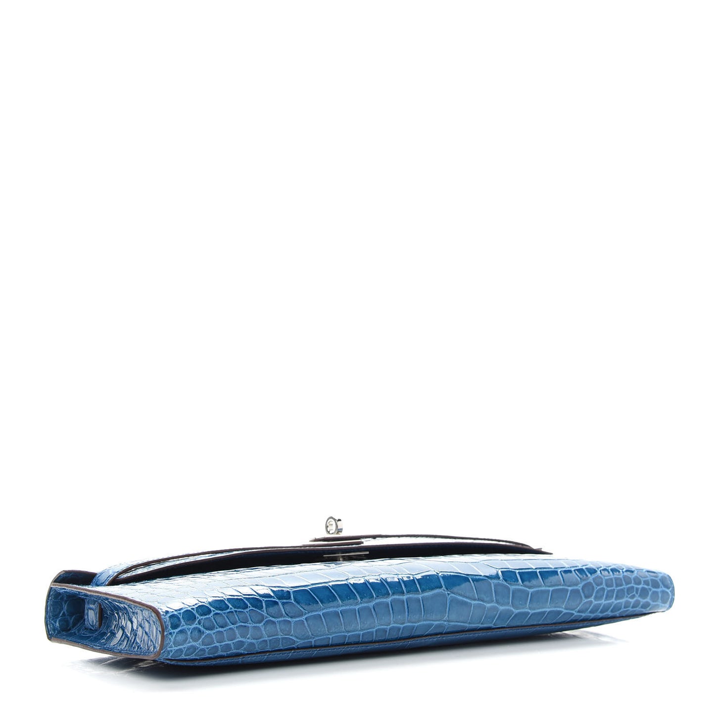 Shiny Porosus Crocodile Kelly Cut Pochette Mykonos