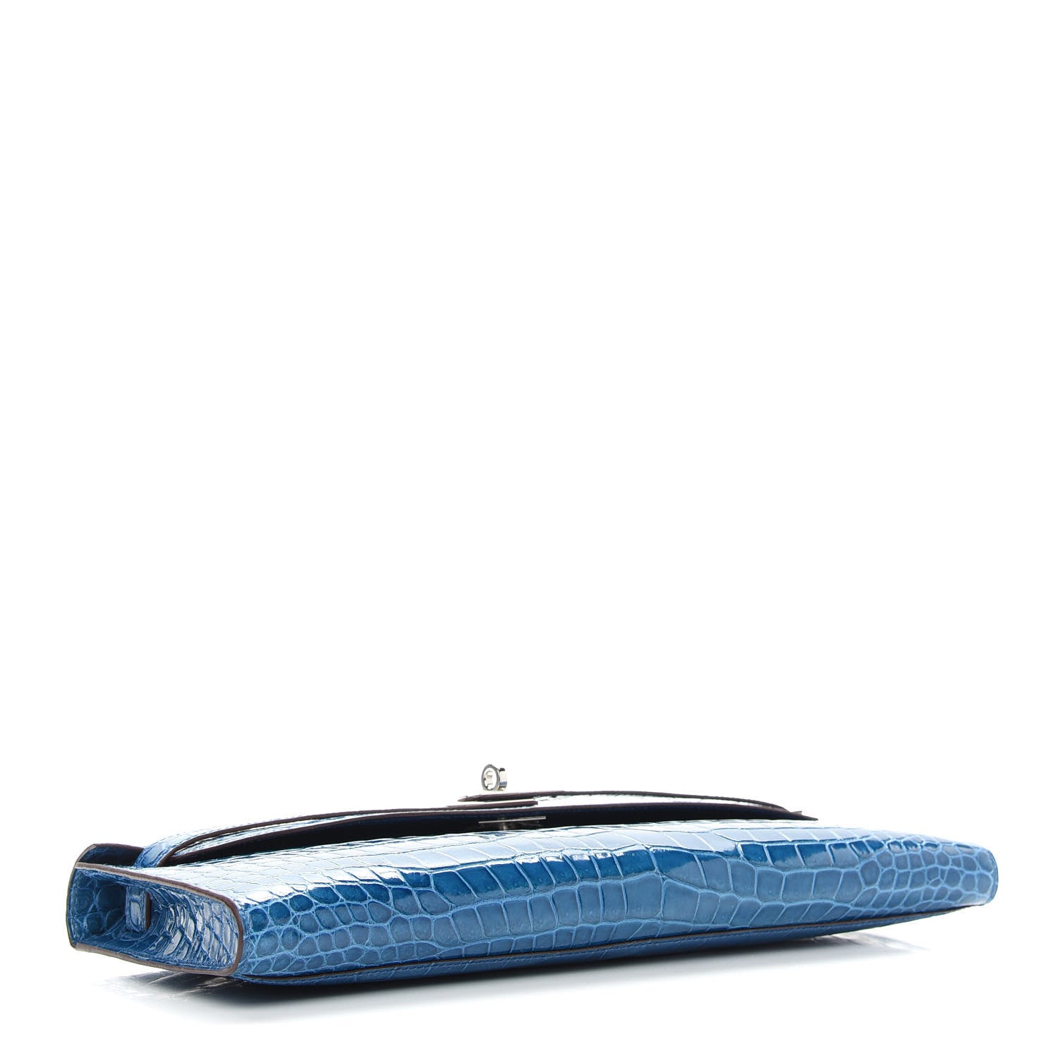 Hermes Shiny Porosus Crocodile Kelly Cut Pochette Mykonos 4 of 9