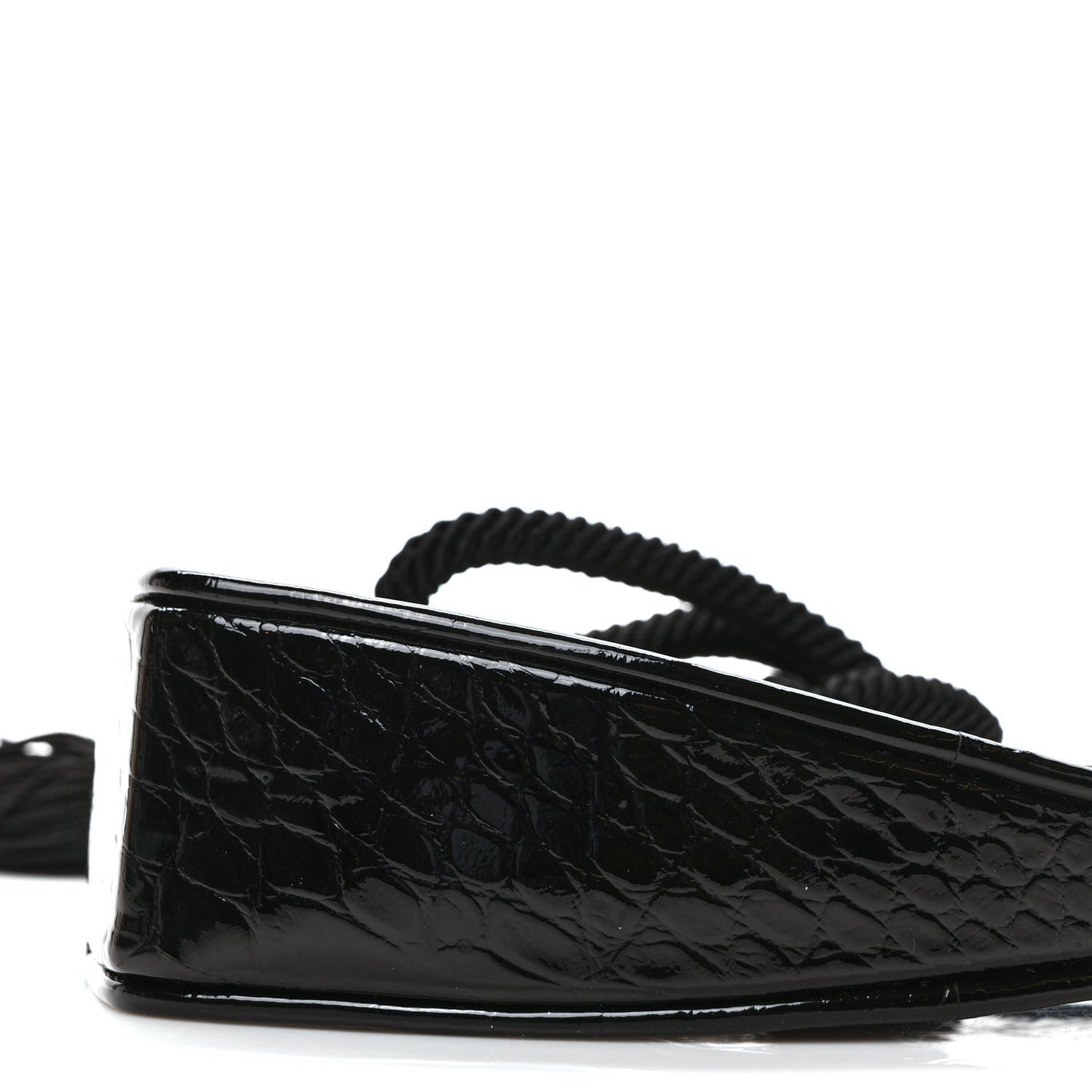 Patent Crocodile Embossed Sac Coeur Heart Shaped Clutch Black