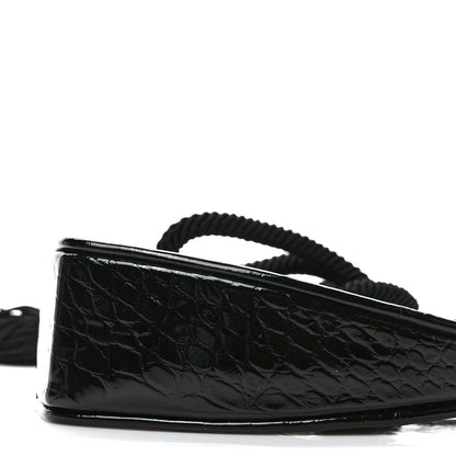 Saint Laurent Patent Crocodile Embossed Sac Coeur Heart Shaped Clutch Black 8 of 8
