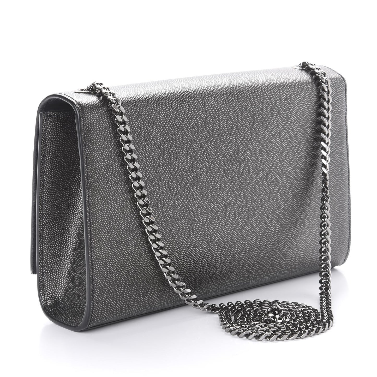 Metallic Grain De Poudre Medium Classic Monogram Kate Satchel Dark Lead