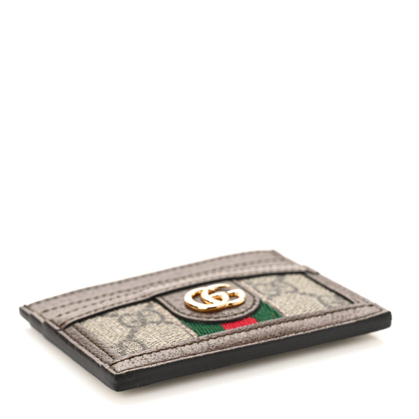 GG Supreme Monogram Textured Dollar Calfskin Ophidia Card Holder Beige Ebony New Acero