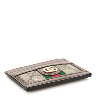 Gucci GG Supreme Monogram Textured Dollar Calfskin Ophidia Card Holder Beige Ebony New Acero 4 of 8