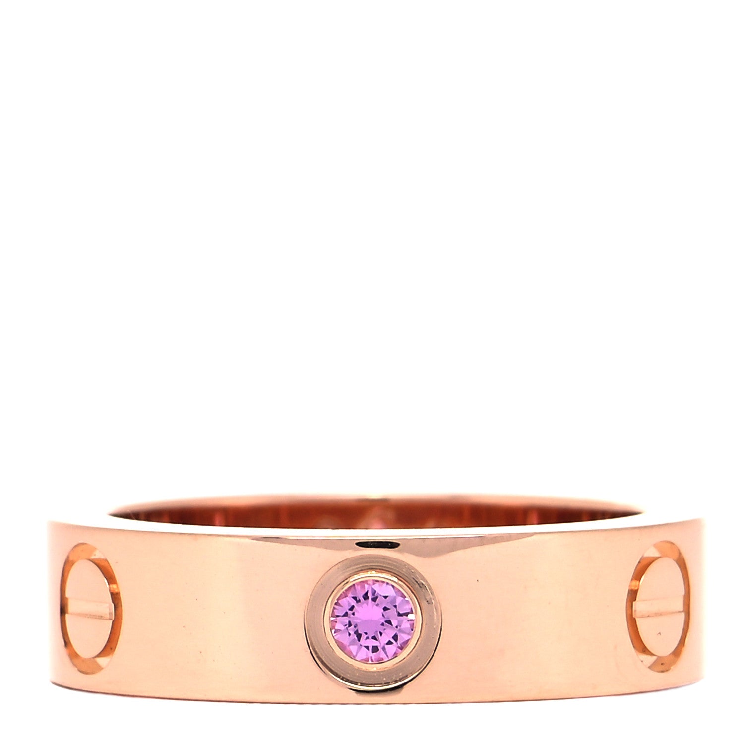 Cartier 18K Pink Gold Pink Sapphire 5.5mm LOVE Ring 54 6.75 1 of 4
