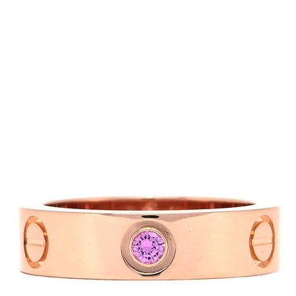 Cartier 18K Pink Gold Pink Sapphire 5.5mm LOVE Ring 54 6.75 1 of 4