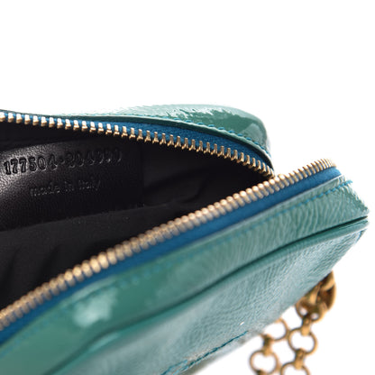 Saint Laurent Textured Patent Monogram Mini Wristlet Turquoise 7 of 9