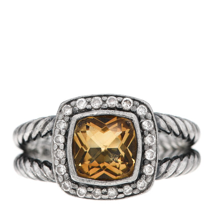 David Yurman Sterling Silver Diamond Citrine 7mm Petite Albion Ring 50 5.25 1 of 9