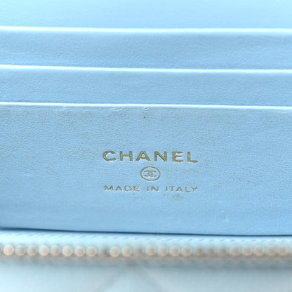 Chanel Caviar Quilted Small Tiny CC Vanity Case With Chain Light Blue 7 of 13