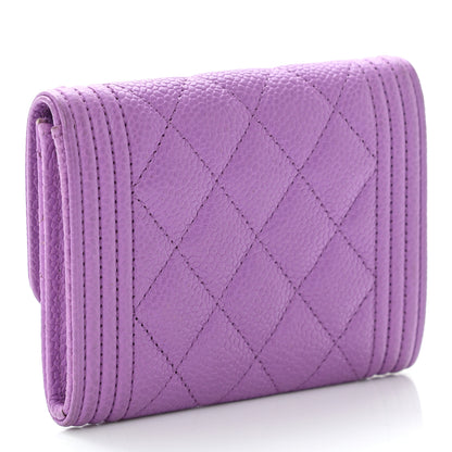 Chanel Caviar Quilted Boy Flap Card Holder Purple 3 of 10