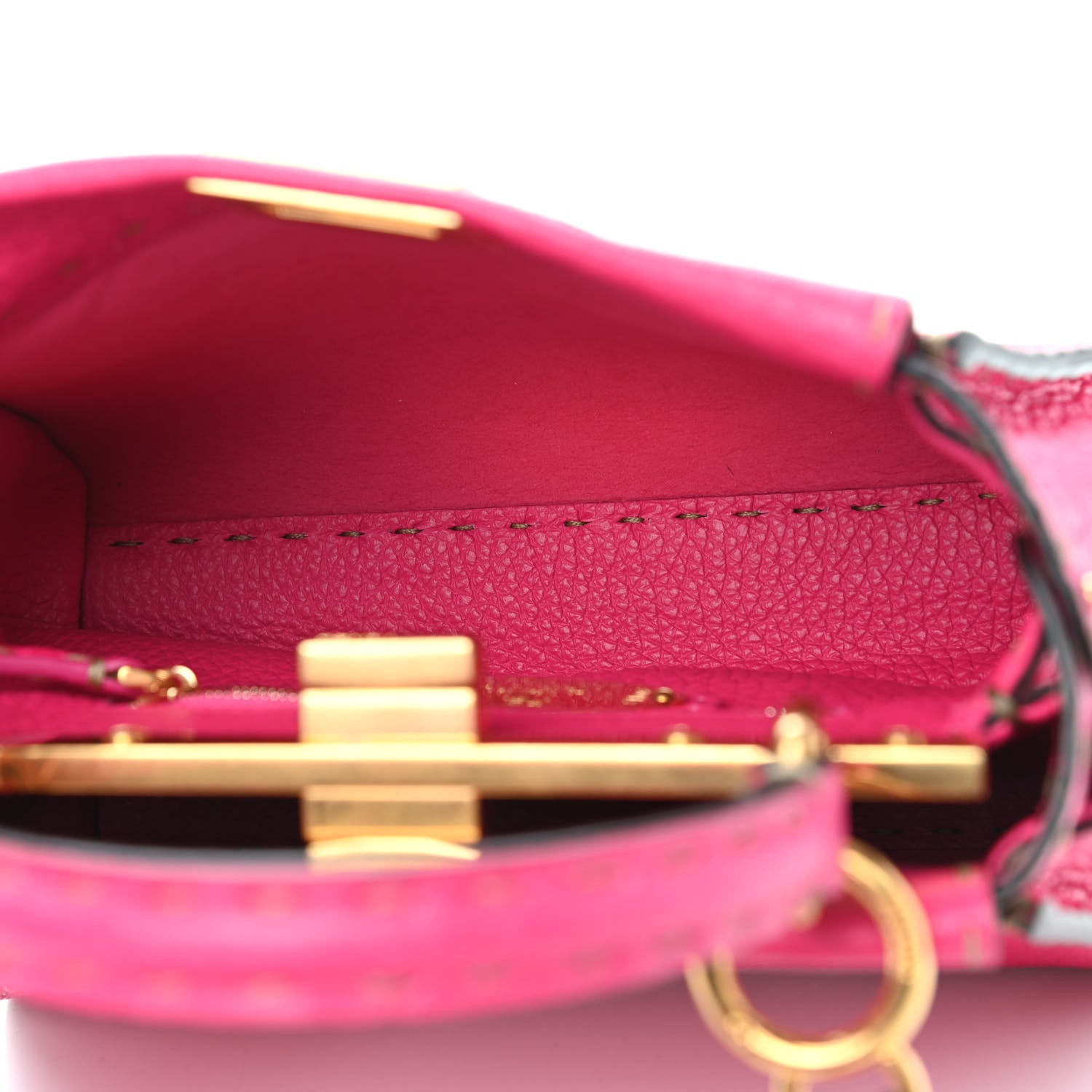 Fendi Cuoio Romano Selleria Mini Peekaboo Iconic Satchel Fuxia 5 of 9