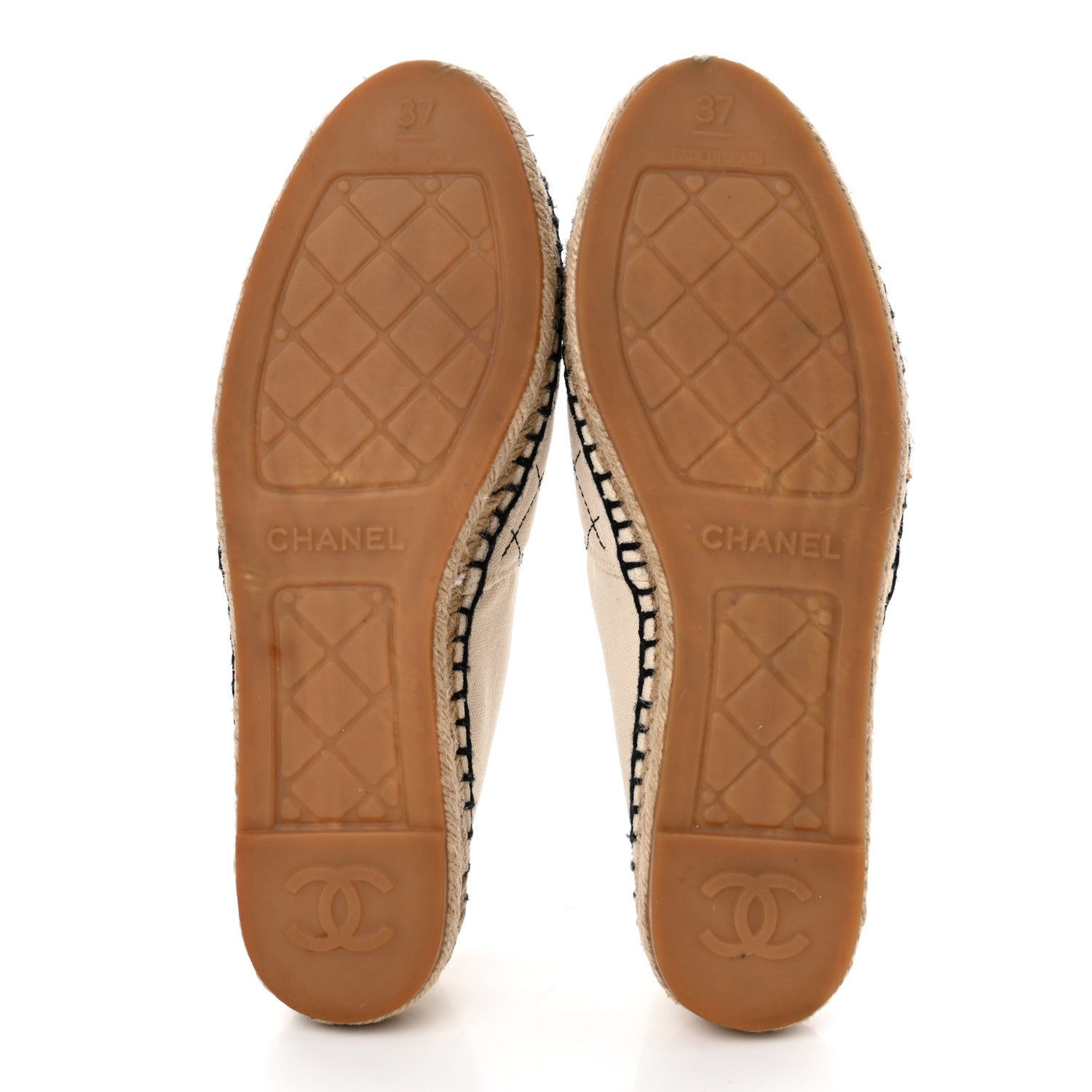 Chanel Fabric Biarritz CC Espadrilles 37 Beige Black 5 of 13