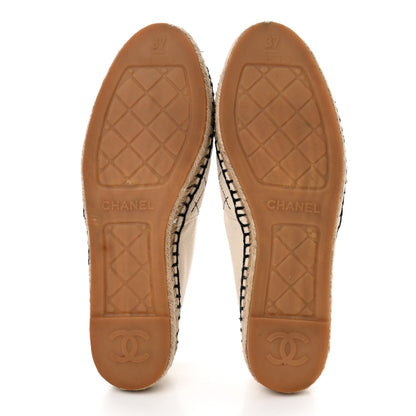 Chanel Fabric Biarritz CC Espadrilles 37 Beige Black 5 of 13