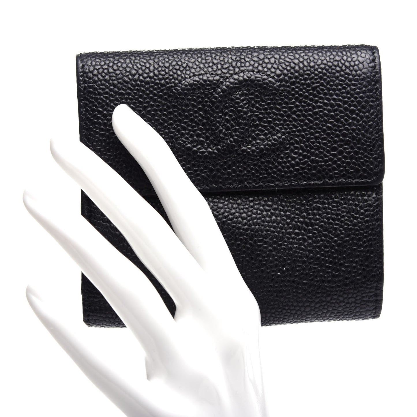 Caviar Timeless CC Compact Flap Wallet Black