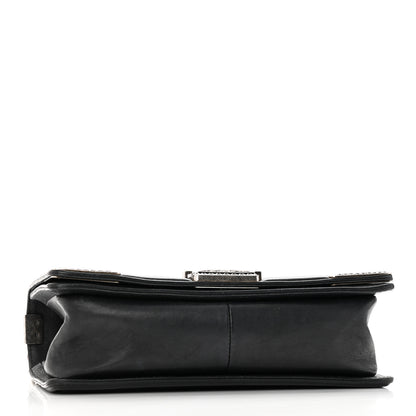Chanel Calfskin Quilted Metal Embellished Paris Dallas Medium Boy Flap Black 4 of 21
