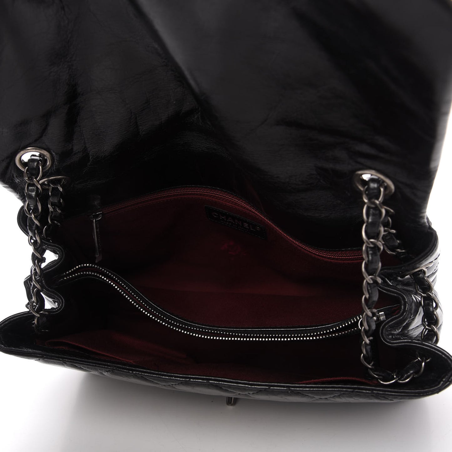 Glazed Calfskin Quilted Coco Soft Flap Black