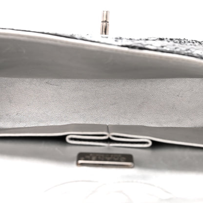 Chanel Metallic Snakeskin Medium Double Flap Blue 4 of 14