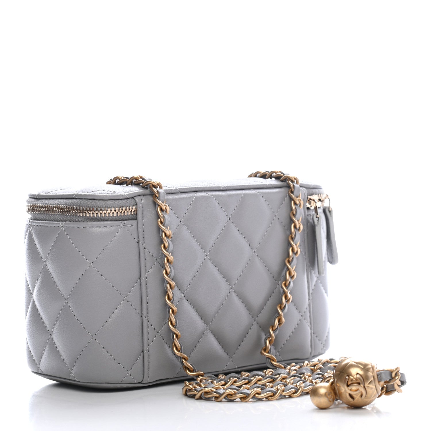Chanel Lambskin Quilted Small Pearl Crush Vanity Case With Chain Grey 3 of 9