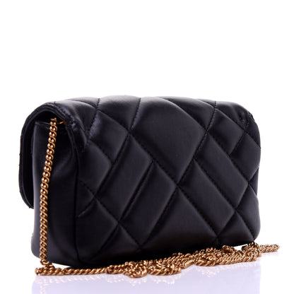 Versace Nappa Quilted Trapuntata Tribute Wallet Chain Crossbody Black 3 of 11