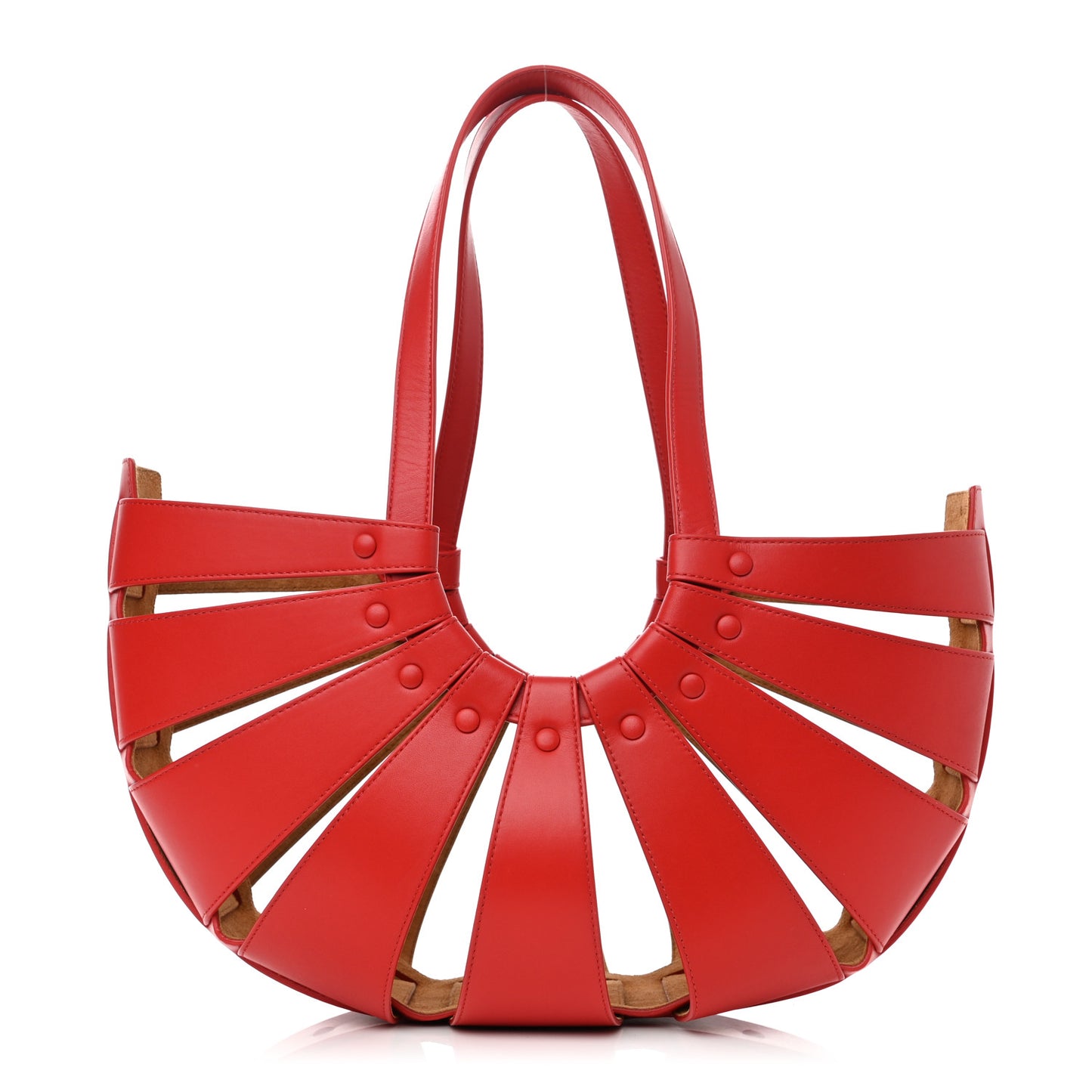 French Calfskin Shell Bag Chili Tomato