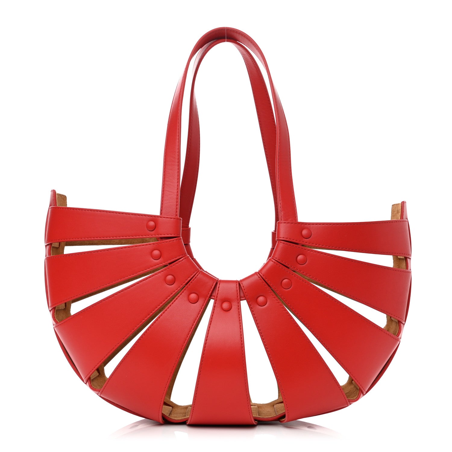 Bottega Veneta French Calfskin Shell Bag Chili Tomato 3 of 12