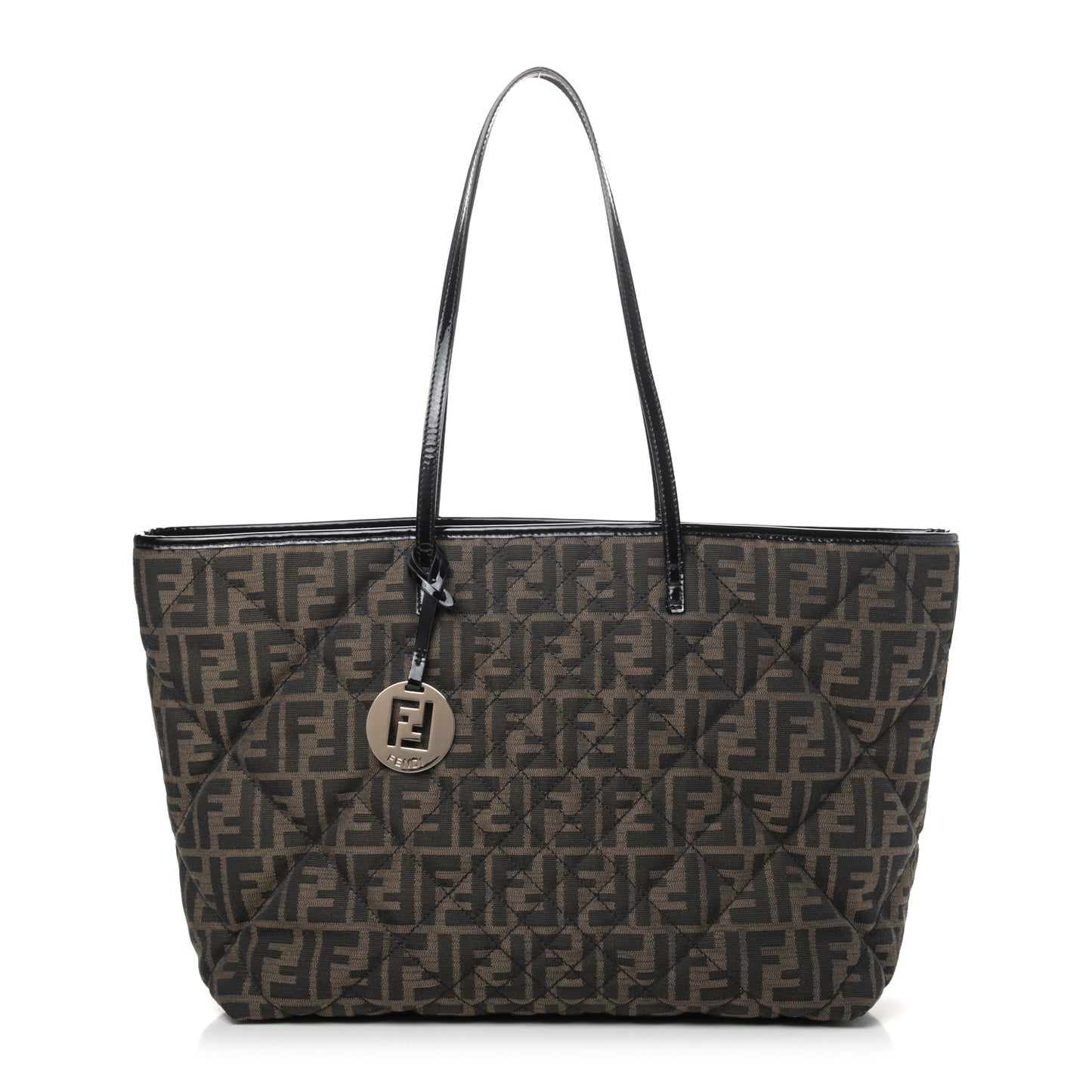 Zucca Quilted Medium Roll Tote Tobacco Black