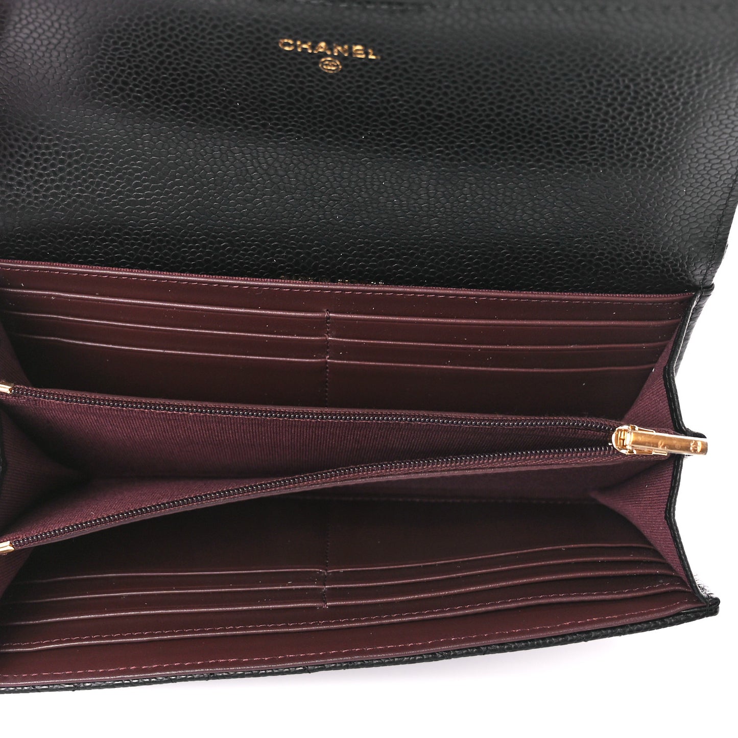 Caviar Quilted Large Gusset Flap Wallet Black