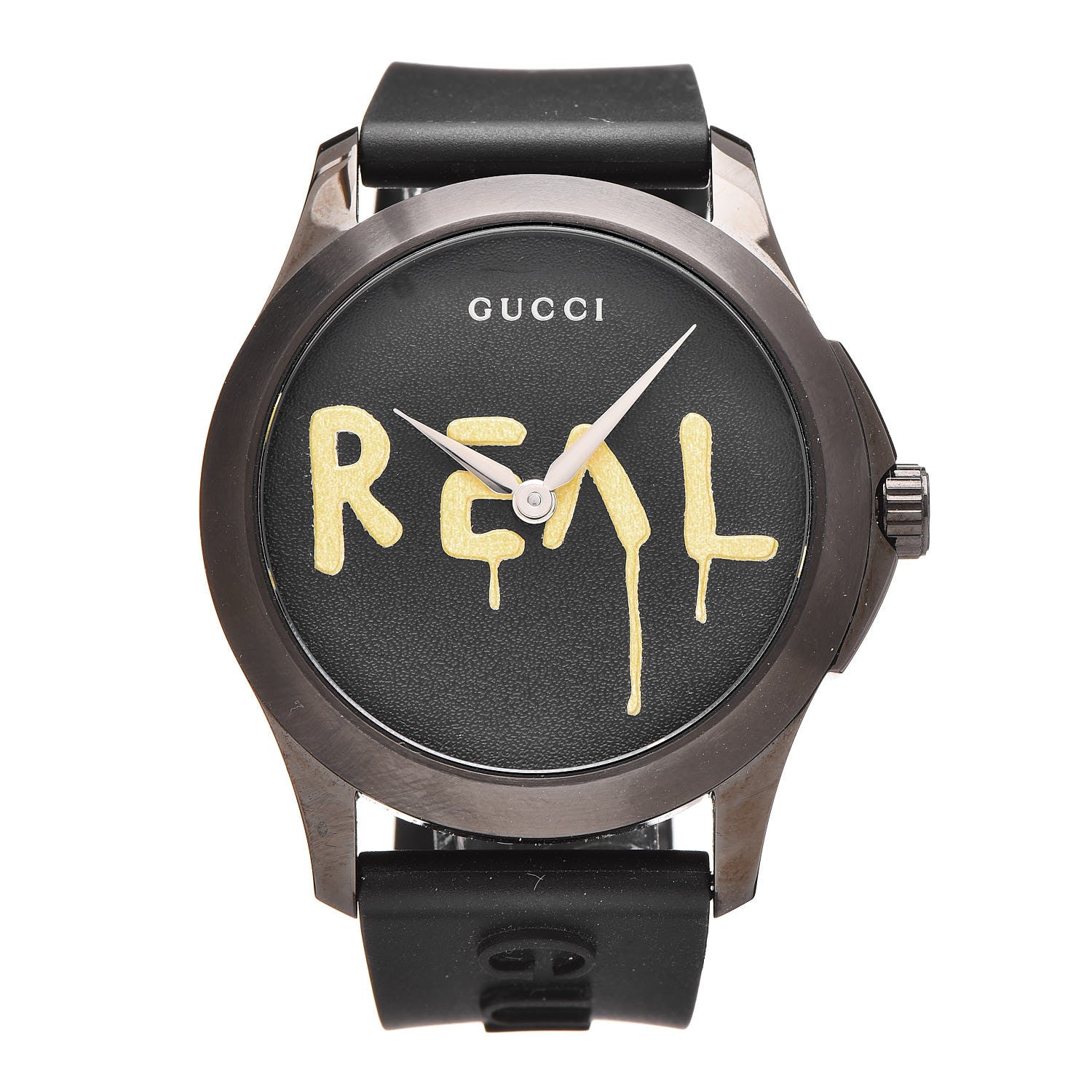 Gucci PVD Stainless Steel Rubber 38mm G-Timeless REAL Quartz Watch Black 1 of 7