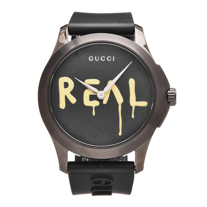 Gucci PVD Stainless Steel Rubber 38mm G-Timeless REAL Quartz Watch Black 1 of 7