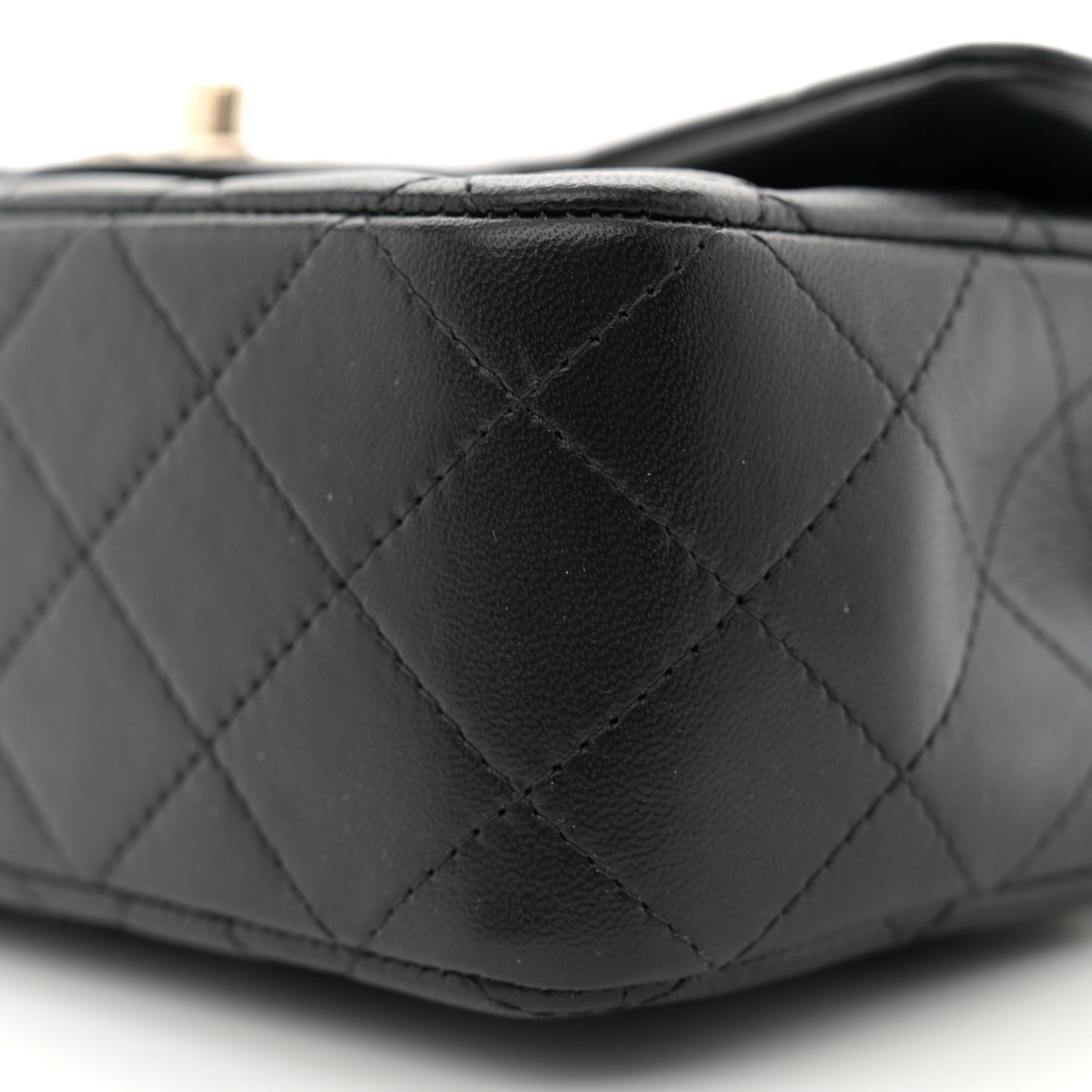 Lambskin Quilted Mini Top Handle Rectangular Flap Black