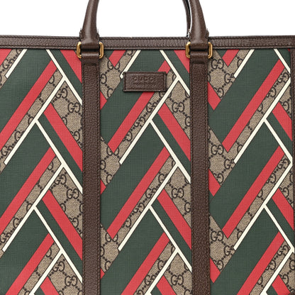 Gucci GG Supreme Monogram Chevron Web Vertical Tote Beige Green Red New Acero 8 of 12
