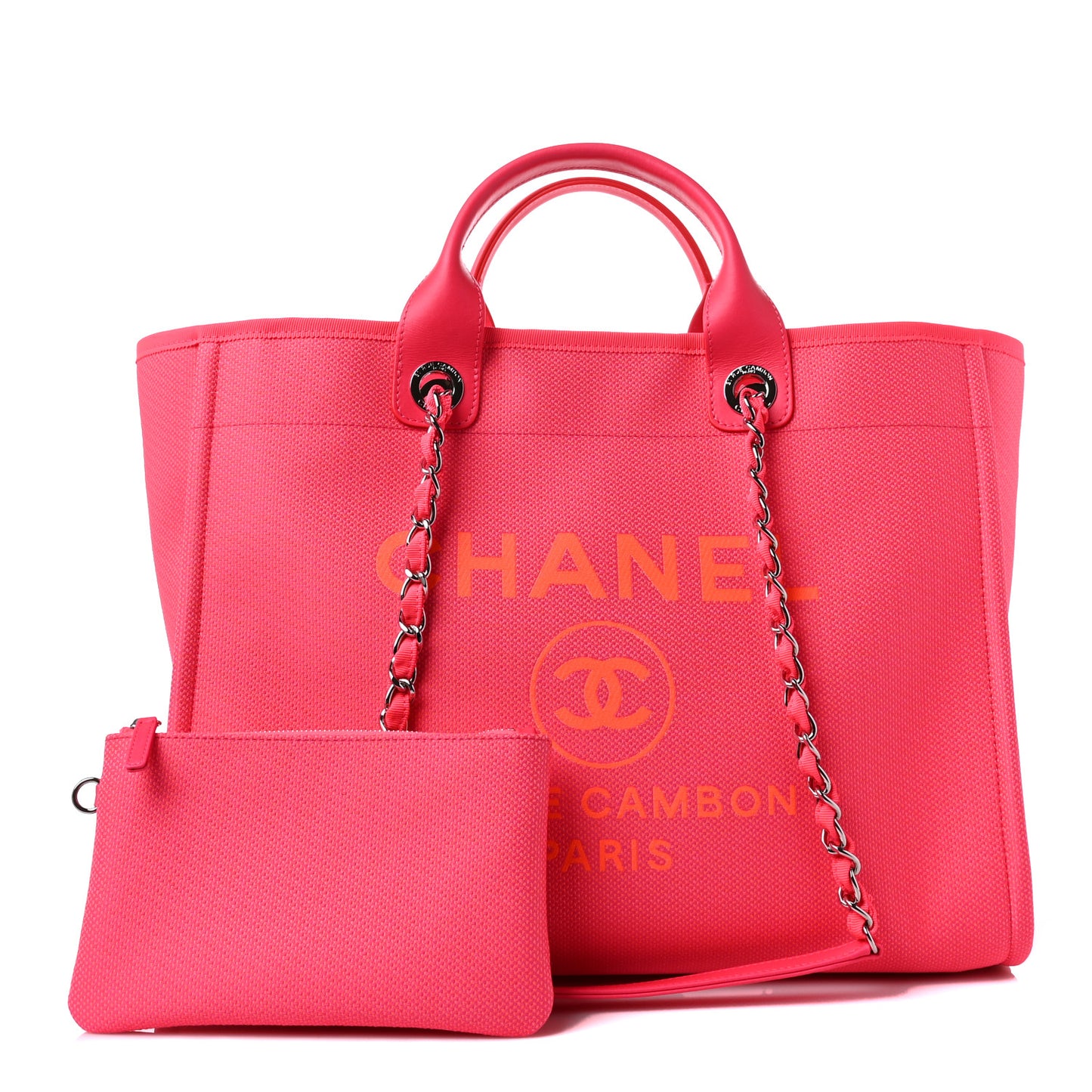 Mixed Fibers Calfskin Medium Deauville Tote Pink Orange