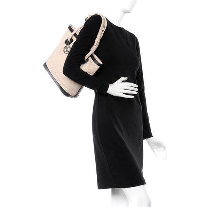 Chanel Lambskin Quilted Small Paris Biarritz Tote Beige Brown 2 of 10