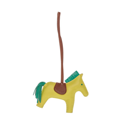 Hermes Milo Lambskin Grigri Rodeo Horse Bag Charm MM Lime Menthe Fauve 1 of 3