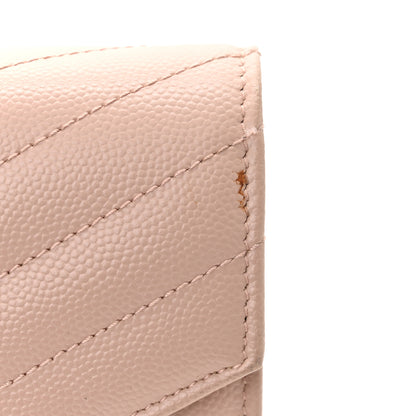 Saint Laurent Grain De Poudre Matelasse Chevron Monogram Chain Wallet Pale Pink 11 of 11