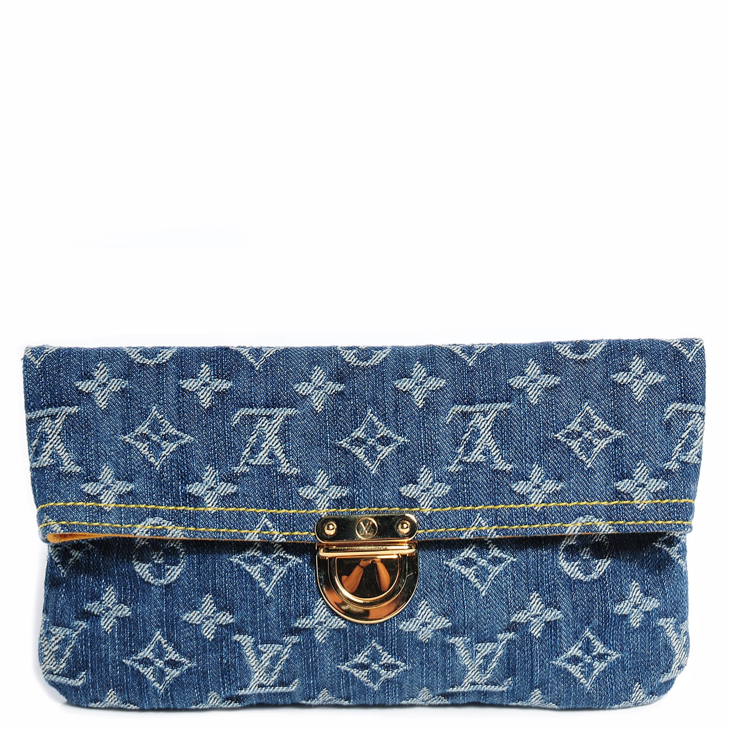 Monogram Denim Pochette Plat Clutch Blue