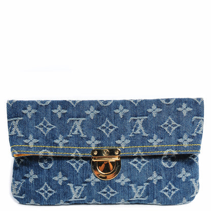 Louis Vuitton Monogram Denim Pochette Plat Clutch Blue 1 of 8