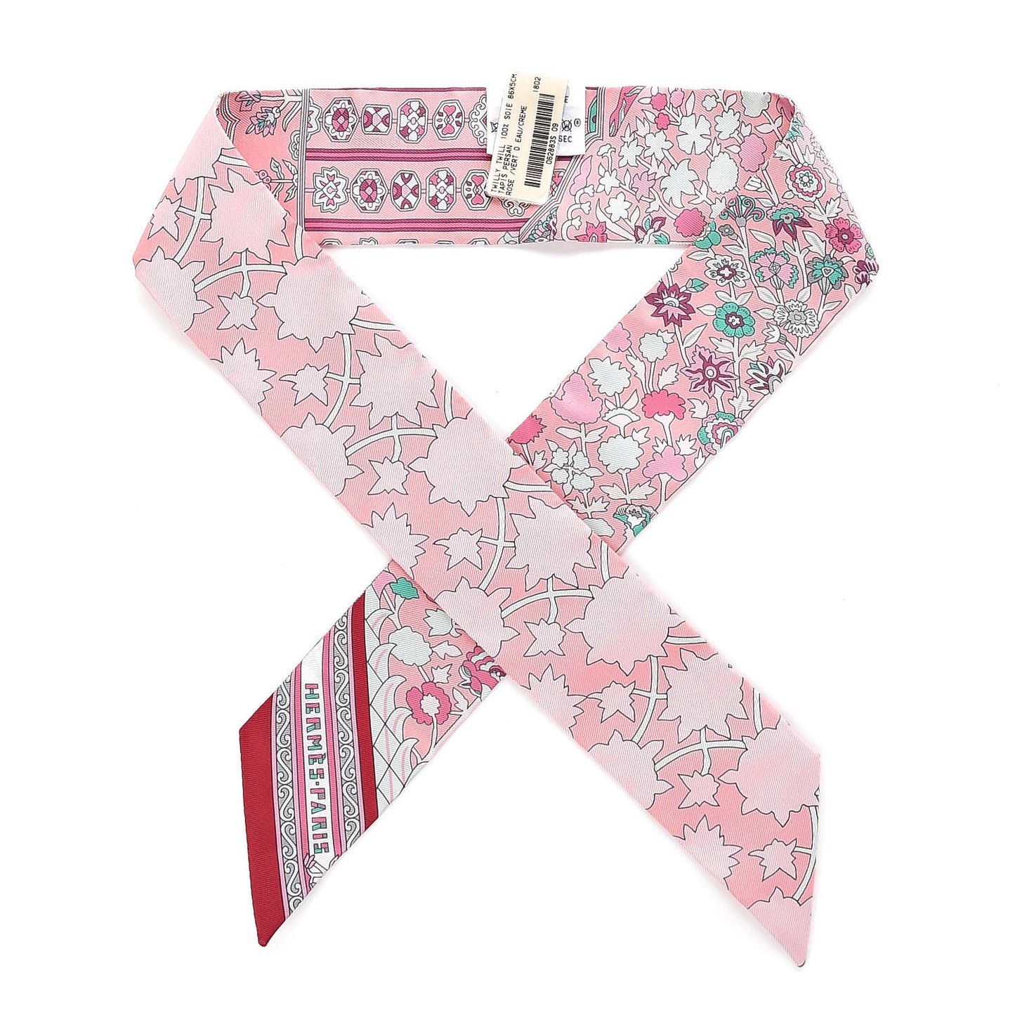 Silk Tapis Persans Twilly Rose Vert De Eau Creme