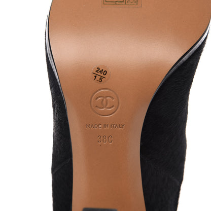 Chanel Pony Hair CC Short Boots 38 Black 7 of 9