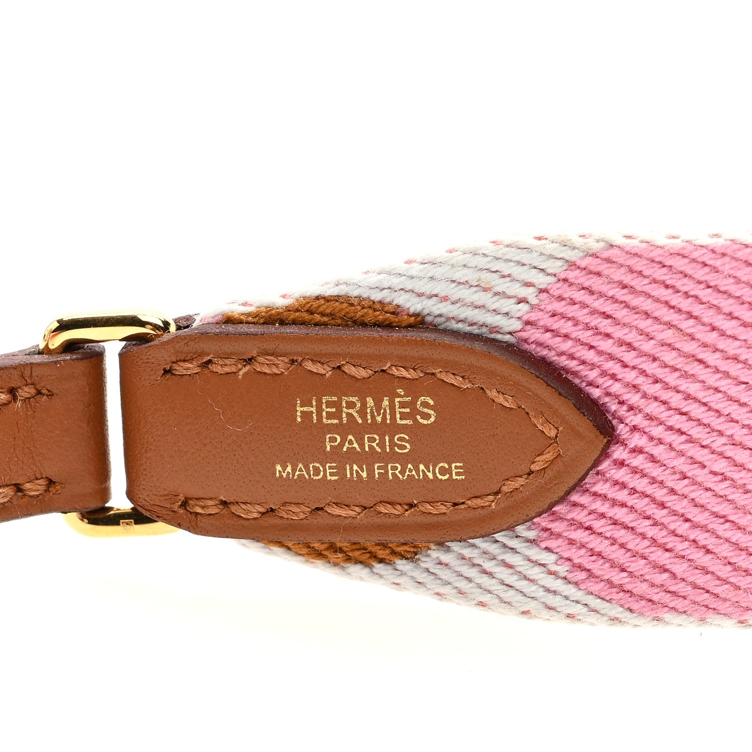 Hermes Toile Swift 25mm Sangle Flipperball To Go Shoulder Strap Bleu Brume Pink Gold 3 of 3