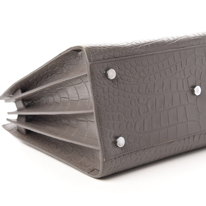 Saint Laurent Calfskin Crocodile Embossed Small Sac De Jour Fog 6 of 9
