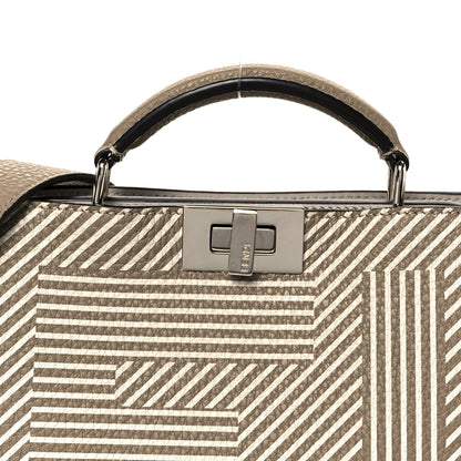 Fendi Cuoio Romano Striped Macro FF Bicolor Mini Peekaboo I SEE U Satchel Ghianda 9 of 11