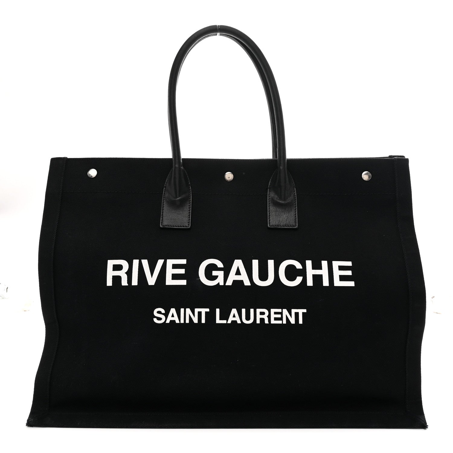 Saint Laurent Linen Calfskin Rive Gauche Tote Black 1 of 12
