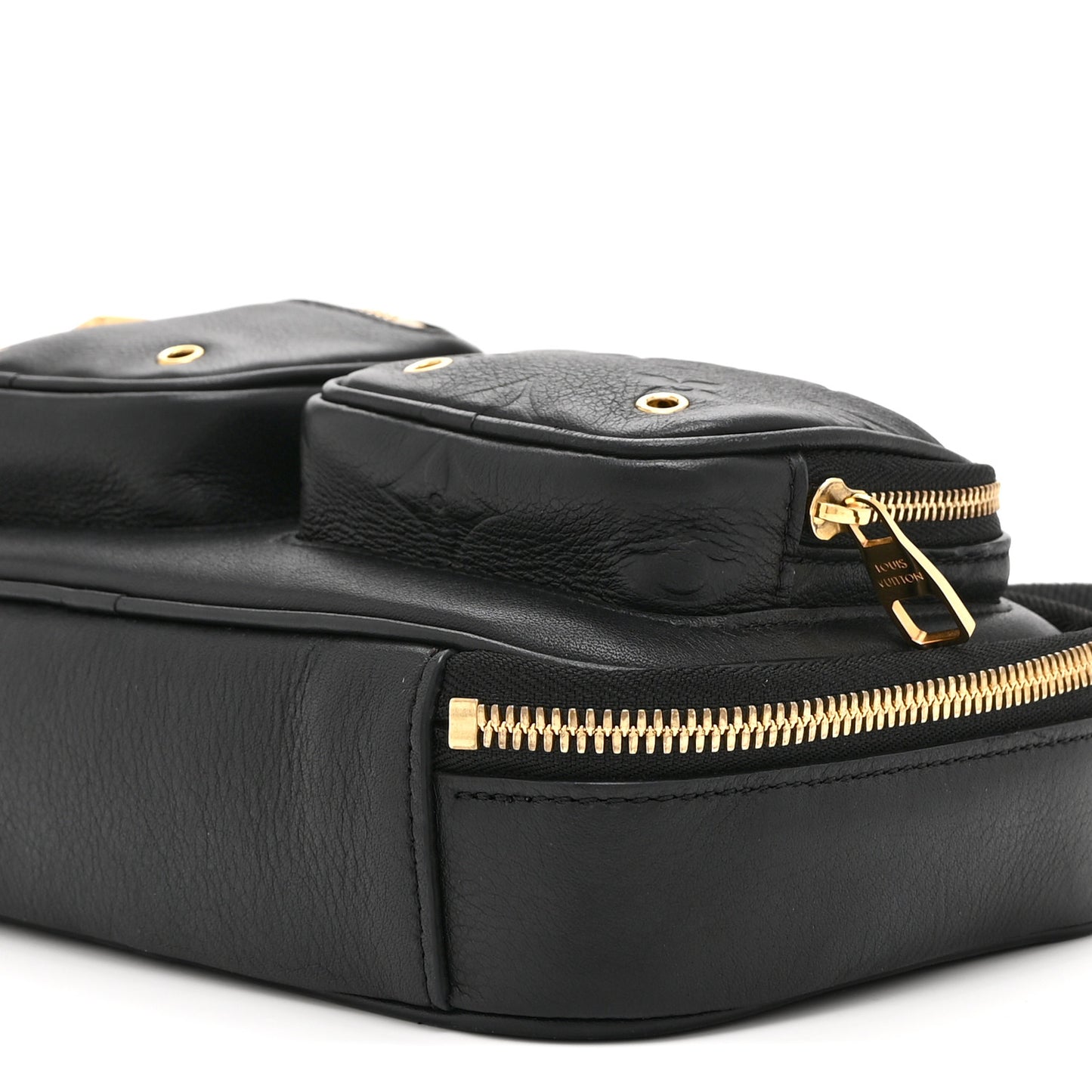 Calfskin Monogram Embossed Utility Crossbody Black