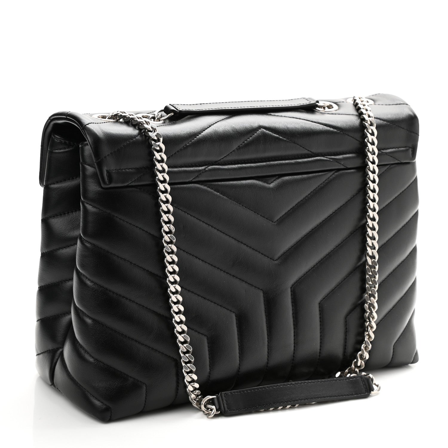Saint Laurent Calfskin Y Quilted Monogram Medium Loulou Chain Satchel Black 2 of 9