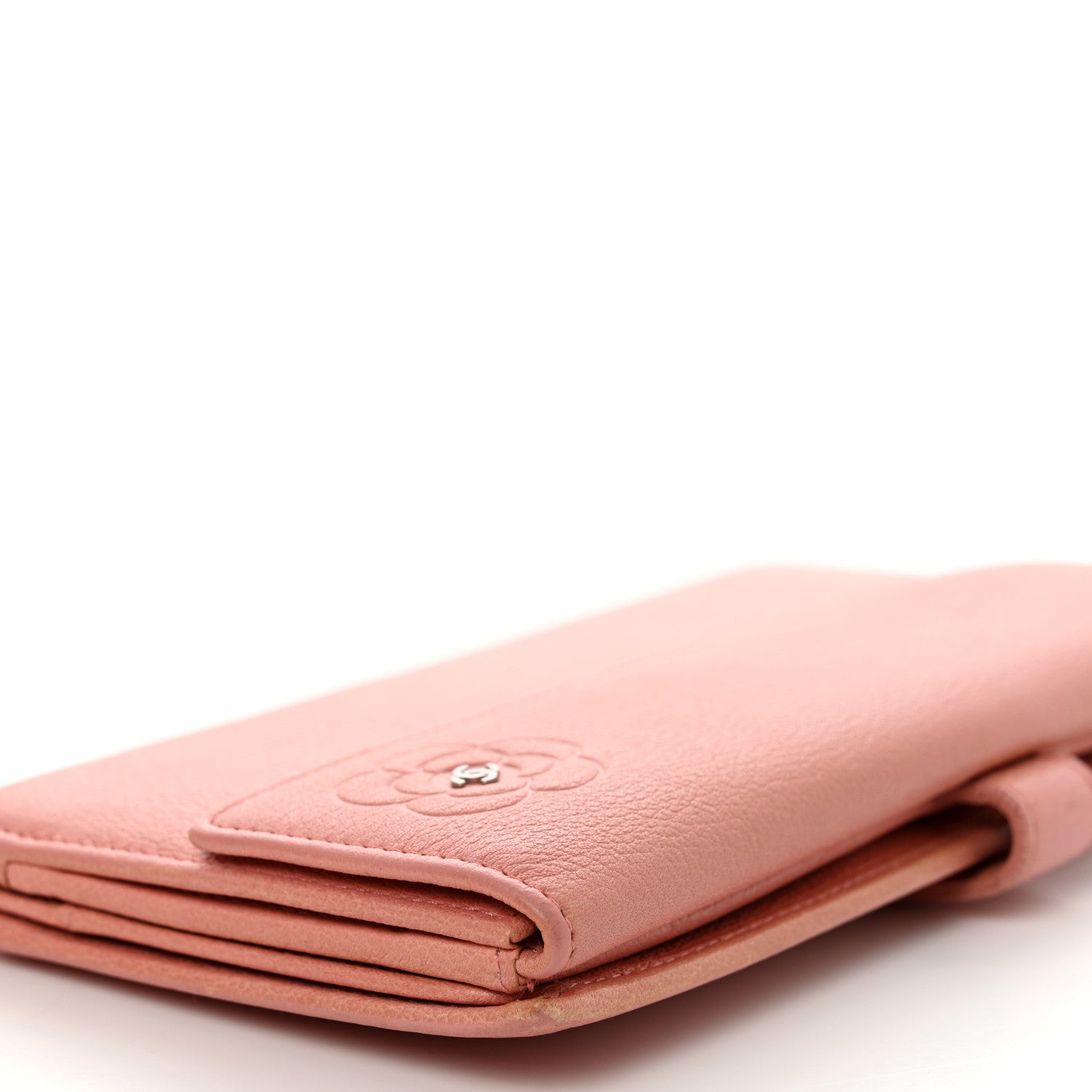 Chanel Goatskin Camellia Embossed Flap Wallet Pink 8 of 13