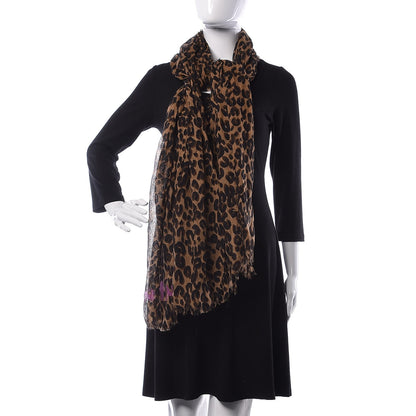 Louis Vuitton Cashmere Silk Leopard Etole Stole Marron 2 of 5