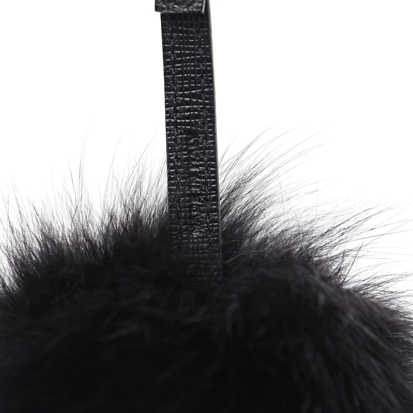 Fox Fur Pom Pom Bag Charm Black
