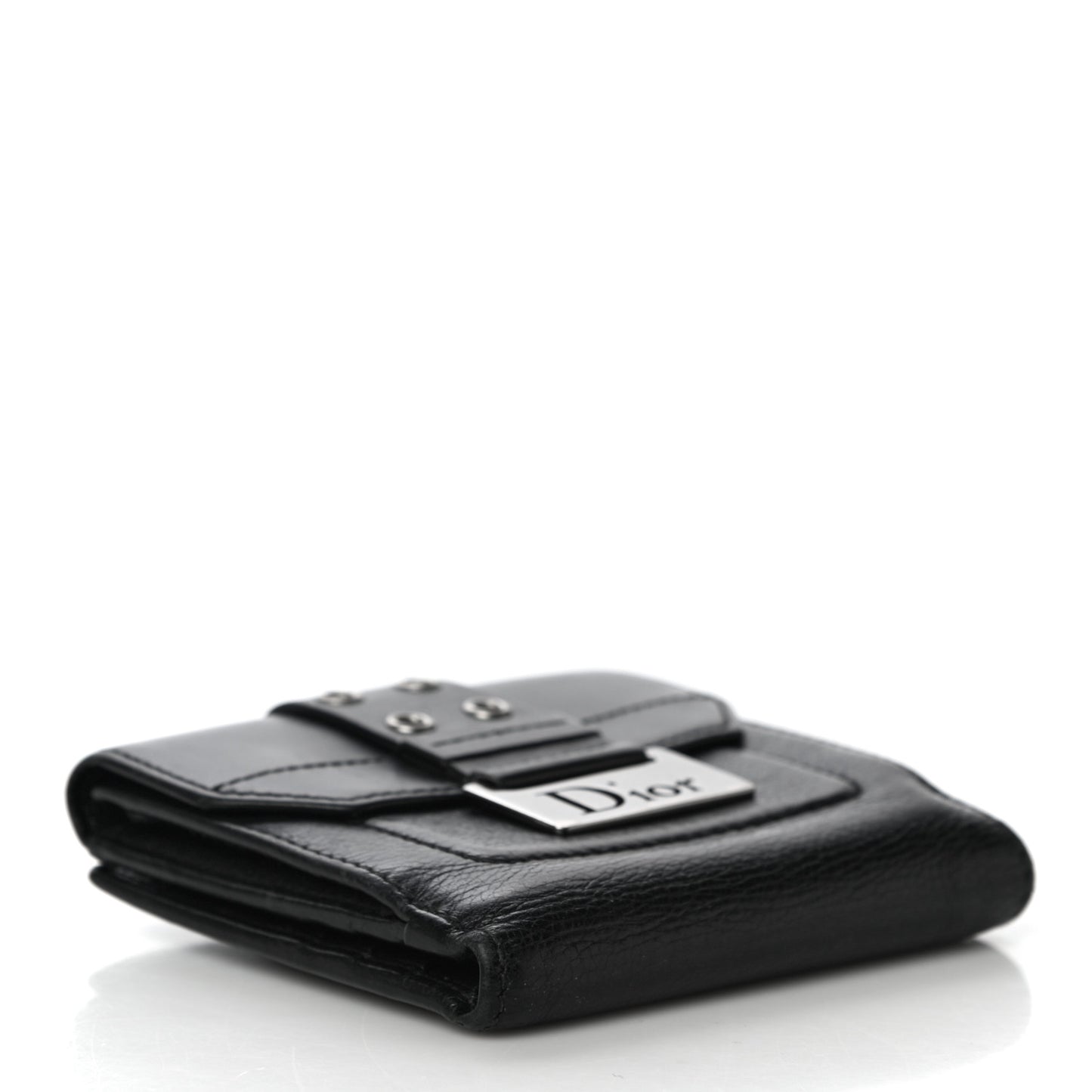 Calfskin Street Chic Compact Flap Wallet Black
